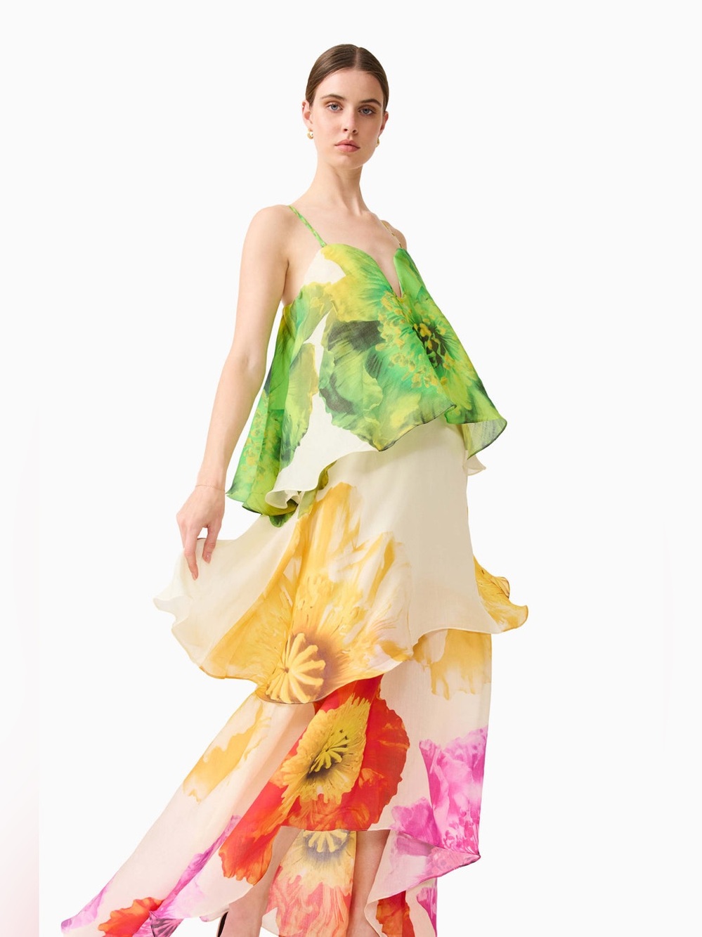 Elliatt Plus Lilia Tiered Gown in Floral Multi Wedding Guest Size S NWT - Picture 3 of 8